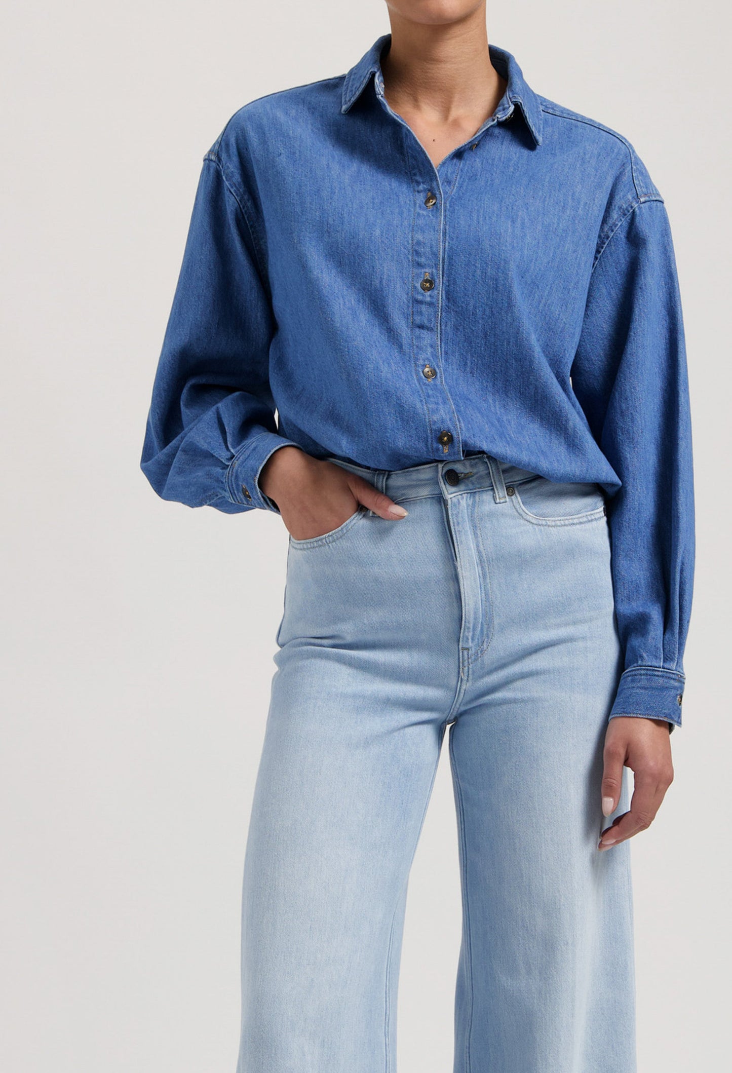Reese Denim Shirt - Medium Stone